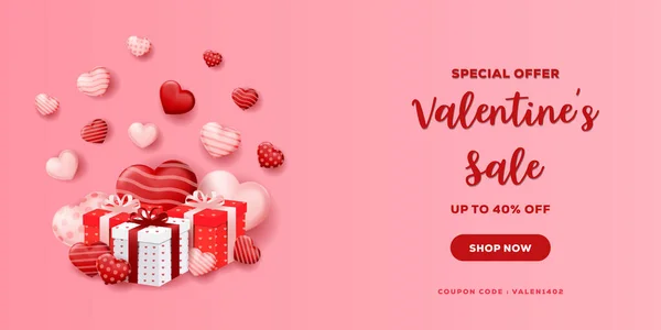 Promoción Del Cartel Oferta Especial Del Día San Valentín Con — Vector de stock