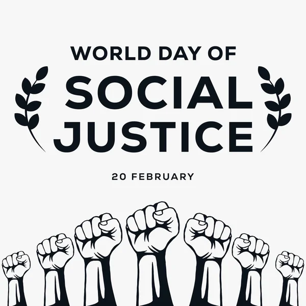 World Day Social Justice Design Vector Illustration Black White — Stockvektor