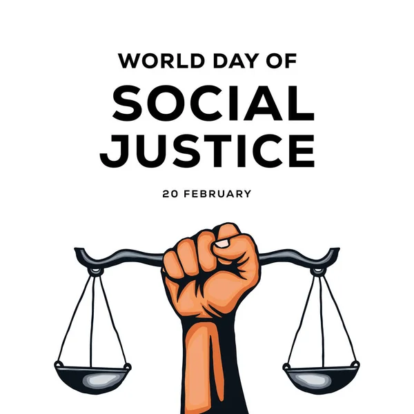 World Day Social Justice Design Vector Illustration Hand Holding Scales — Stockvektor