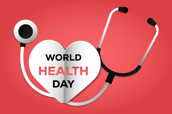 Światowy Dzień Zdrowia Stetoskopem Symbolem Serca Napisem Konstrukcja Wektora — Wektor stockowy