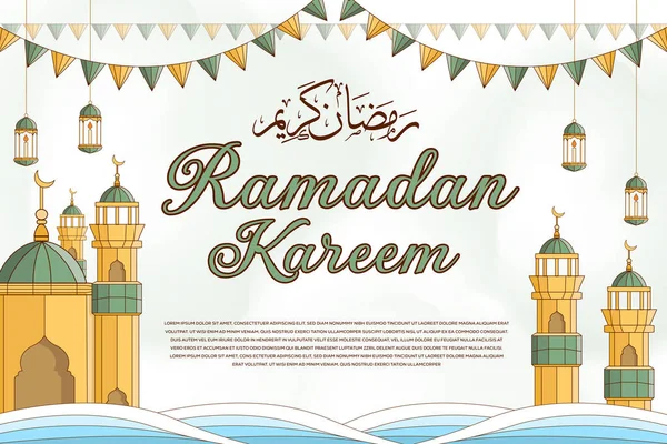 Ramadan Kareem Banner Poster Illustratie Hand Getekend Met Islamitische Ornament — Stockvector