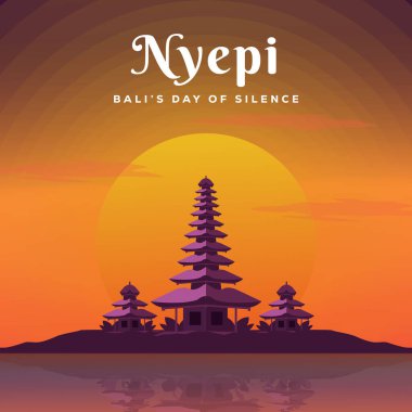 Nyepi illüstrasyon selamı. Bali 'nin Sessizlik Tasarımı Günü