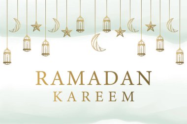 Ramazan Kareem el yazısı fenerler, yıldızlar ve aylarla dolu afiş çizdi.