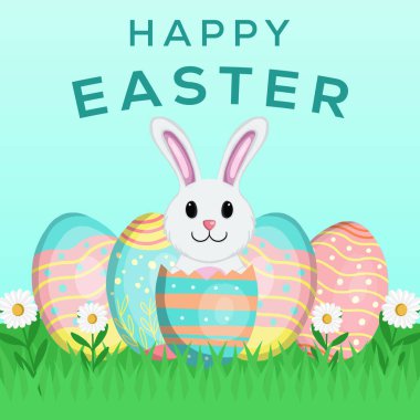 Yumurta ve tavşanla çizilmiş Paskalya Günü 'nüz kutlu olsun.