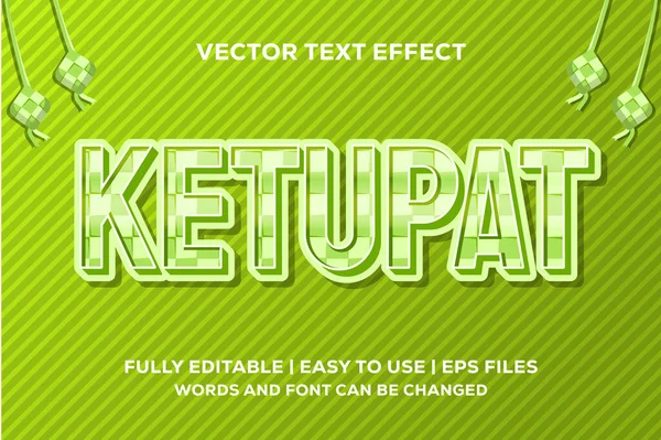 Ketupat Efeito Texto Editável — Vetor de Stock