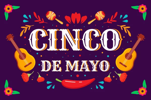 Cinco Mayo Achtergrond Illustratie Plat Ontwerp — Stockvector