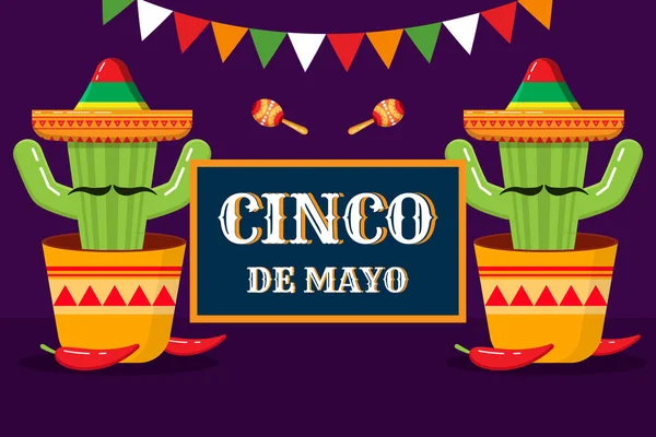 Cinco Mayo Background Design Kaktus — Stock Vector