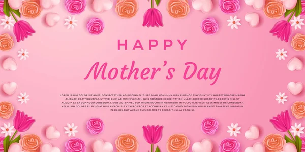 Χαρούμενη Εικόνα Ημέρα Της Μητέρας Φόντο Λουλούδια — Διανυσματικό Αρχείο
