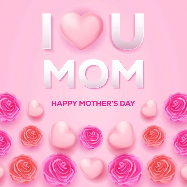 Απεικόνιση Ευχετήριων Καρτών Ημέρας Της Μητέρας Floral Και Αγάπη Στολίδι — Διανυσματικό Αρχείο