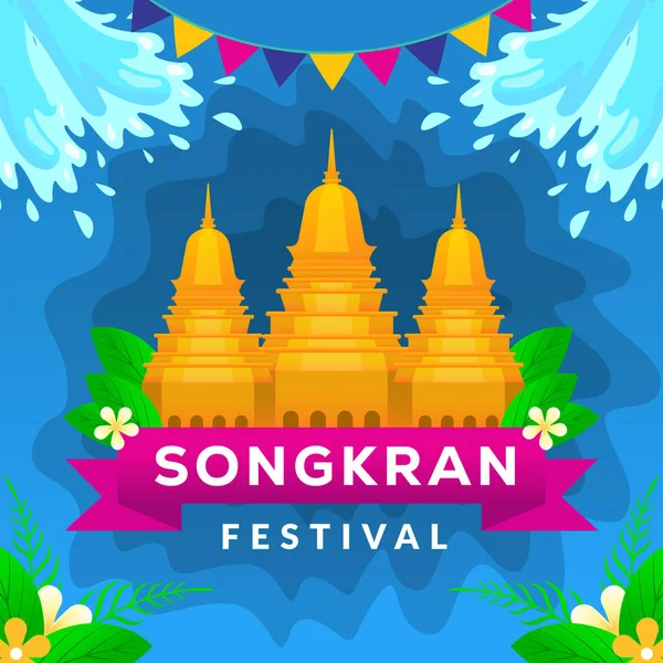 Lutning Songkran Illustration Hälsning Design — Stock vektor