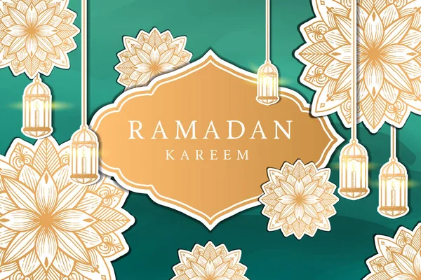 Ramadan Kareem Ilustração Desenhada Mão Com Ornamento Árabe Abstrato — Vetor de Stock