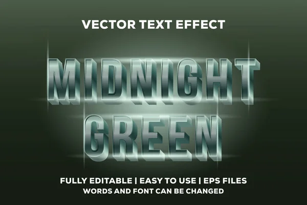 Efeito Texto Vetor Verde Meia Noite Totalmente Editável — Vetor de Stock