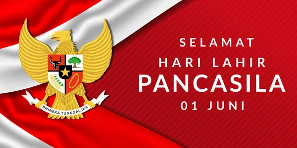 Realistic Hari Lahir Pancasila Pancasila Day Illustration Realistic Indonesia Flag — Stock Vector