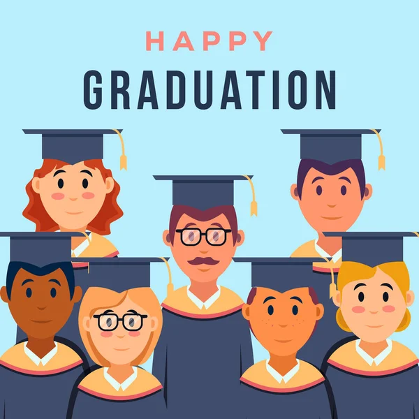 Happy Graduation Flat Character Illustration — Vector de stock