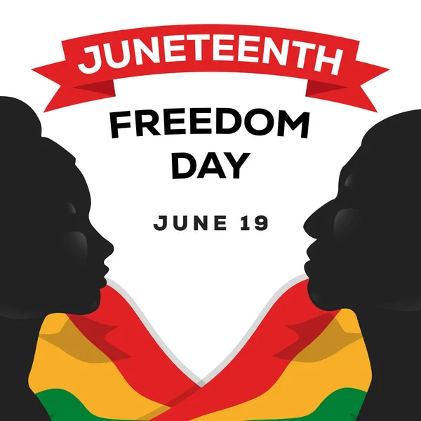 Juneteenth Design Illustration Med Siluett Afrikansk Kvinna Och Afrikansk Man — Stock vektor