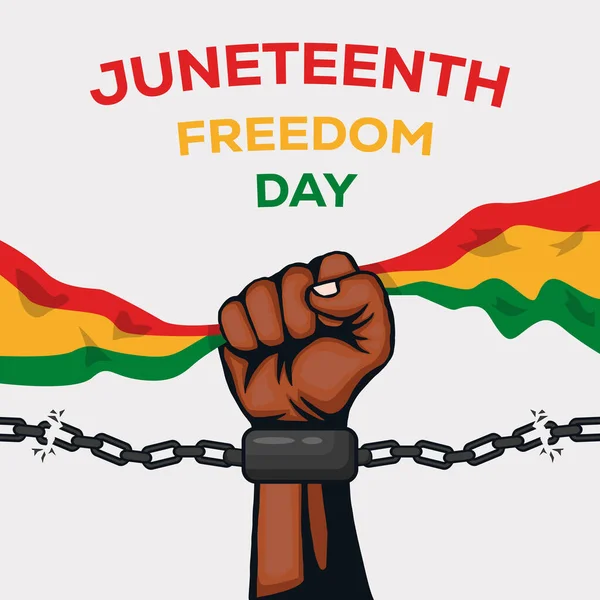 Juneteenth Design Background Illustration Strong Fist Hand Breaks Chain — Wektor stockowy