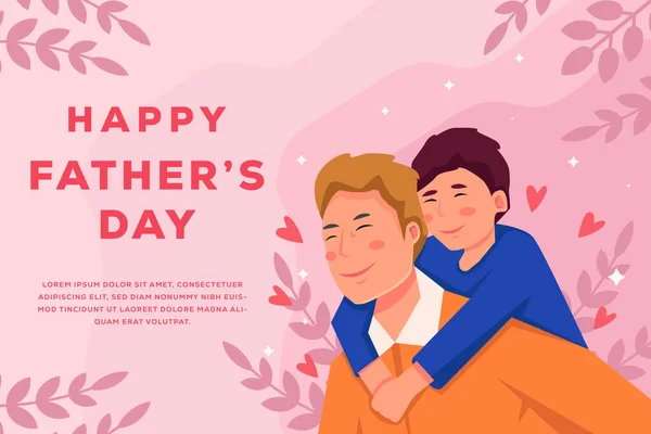 Ευτυχισμένοι Πατέρες Ημέρα Φόντο Εικονογράφηση Αφίσα Banner — Διανυσματικό Αρχείο