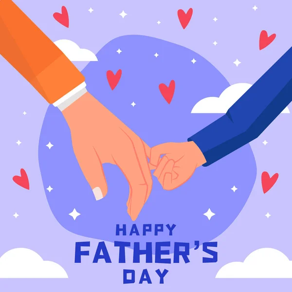 Fathers Day Greeting Illustration Son Holding Dads Hand — Vetor de Stock