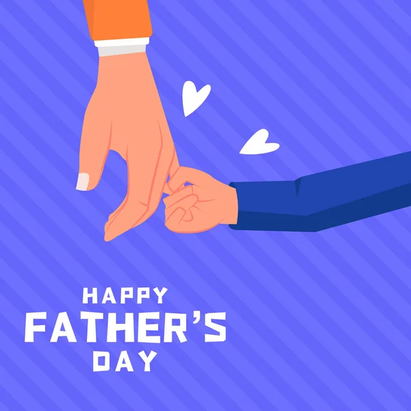 Flat Fathers Day Design Illustration Son Holding Dad Hands — Stock Vector