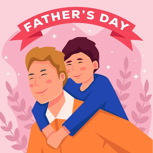 Fathers Day Illustration Greeting Card Father Carrying Son — Stockvektor