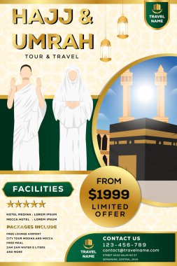 Hac ve umrah seyahatleri düşey bayrak tanıtımı