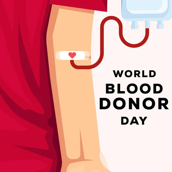 世界献血者デーと赤いシャツを着た寄付者 — ストックベクタ