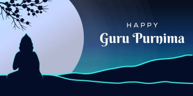 Mutlu guru purnima silueti arkaplan çizimi