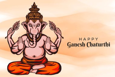 Suluboya fırça arkaplanlı Ganesh Chaturthi Festivali kutlu olsun.