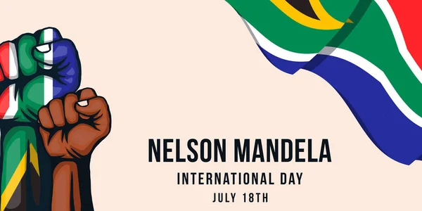 Nelson Mandela Internationaler Tag Illustration Hintergrund Mit Zwei Händen — Stockvektor