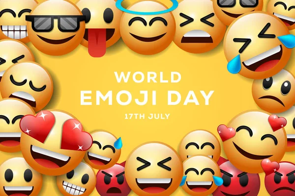 dünya emoji günü arkaplan çizimi farklı yüz ifadesi emojisi ile