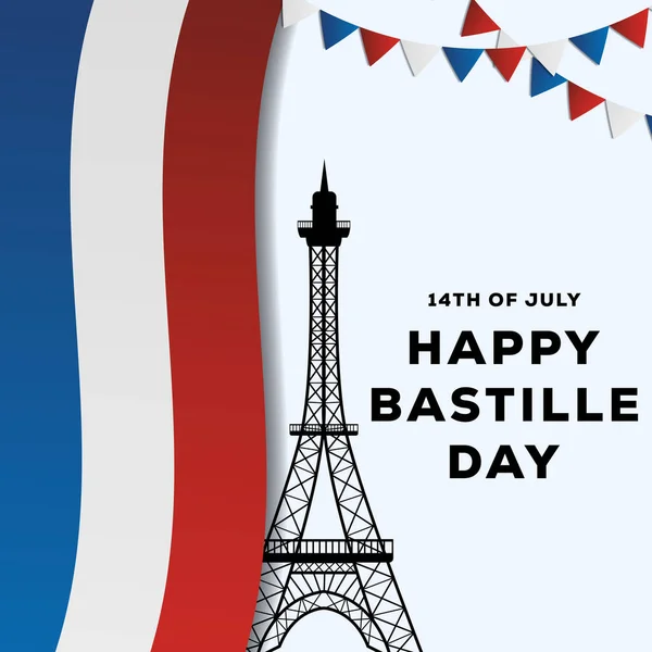 Gradient Happy Bastille Day Illustration Design — Stock Vector