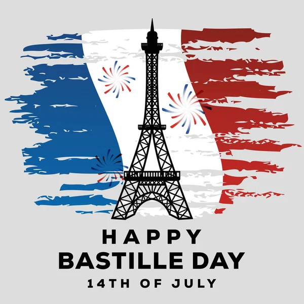 Happy Bastille Dag Illustratie Ruwe Frankrijk Vlag — Stockvector