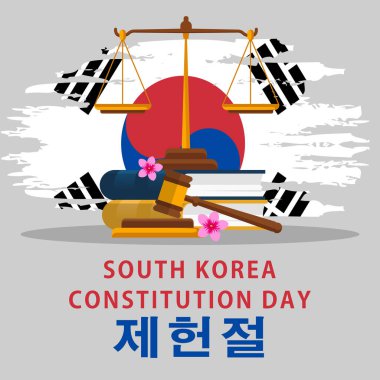 Kore anayasasının arka plandaki Kore bayrağıyla illüstrasyonu