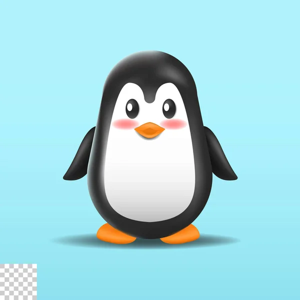 Bonito Pinguim Ilustração Isolado Design — Vetor de Stock