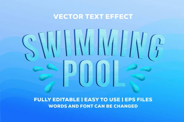 Piscina Efeito Texto Vetor Totalmente Editável — Vetor de Stock