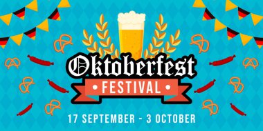 flat oktoberfest festival horizontal banner illustration