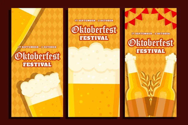 Επίπεδη Oktoberfest Κάθετη Συλλογή Banner — Διανυσματικό Αρχείο