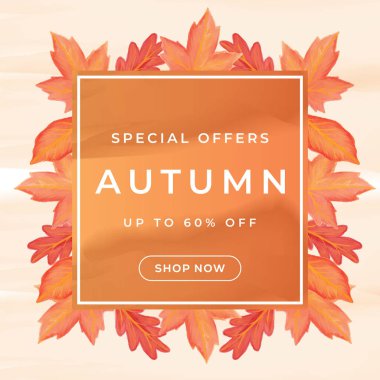 special offer autumn with autumn leaves in watercolor style