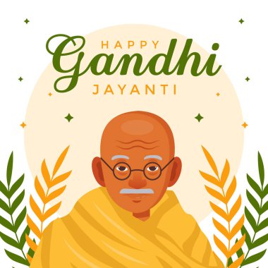 flat gandhi jayanti 2nd october illustration