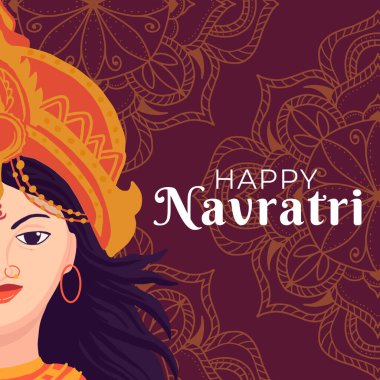 happy Navratri illustration in flat style