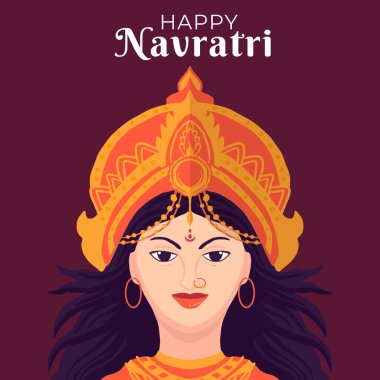 flat happy Navratri close up illustration