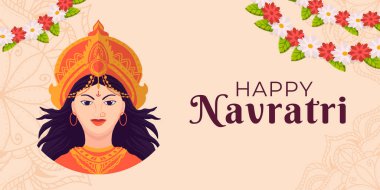 happy Navratri illustration horizontal banner