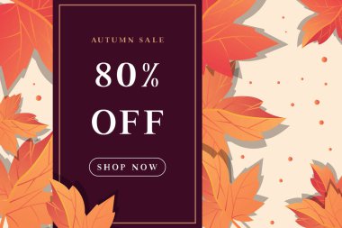 gradient autumn sale banner with autumn leaves