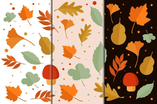 Flat Design Autumn Leaves Pattern — Stockvektor