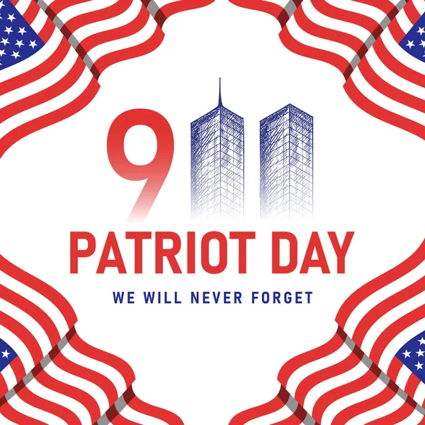 Hand Drawn Patriot Day Illustration — Stock vektor