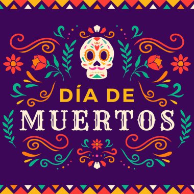 flat Dia de muertos illustration with ornaments