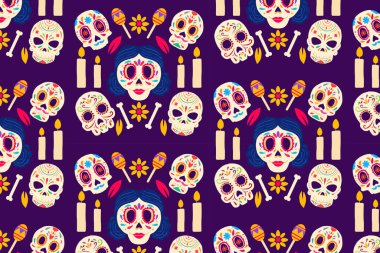 flat dia de muertos pattern