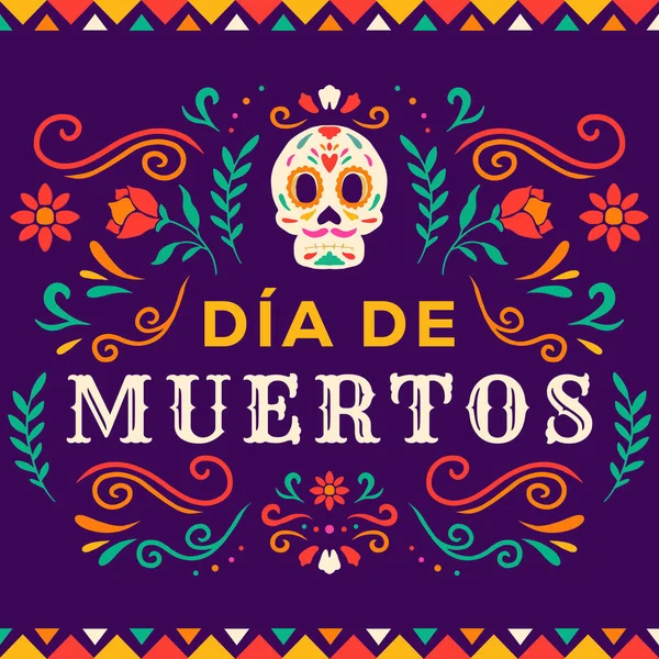 Flat Dia Muertos Illustration Ornaments — Stockvector