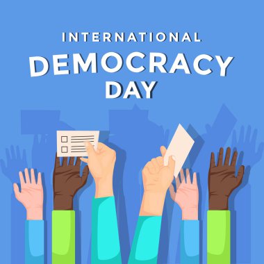 International democracy day with hands holds the paper vote
