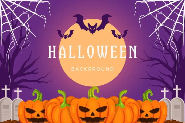 Sfondo Halloween Con Zucca Pipistrello Ragnatela — Vettoriale Stock